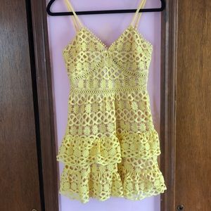 Beauty and Lace Yellow Crochet Lace Mini Dress